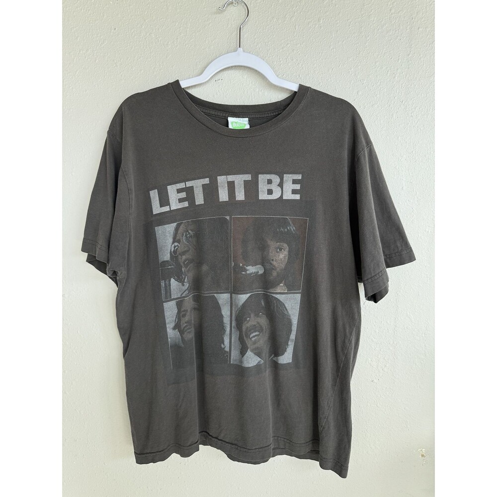 Vintage Beatles Shirt Mens Large Let It Be 2005 Gray Grey Graphic Rock Band Tee